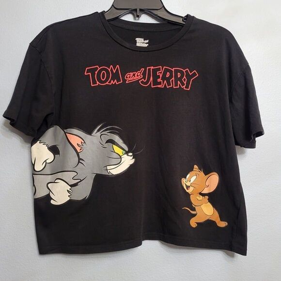 Tom and Jerry Womens Graphic T-Shirt Crop Top Size XL - Picture 1 of 7